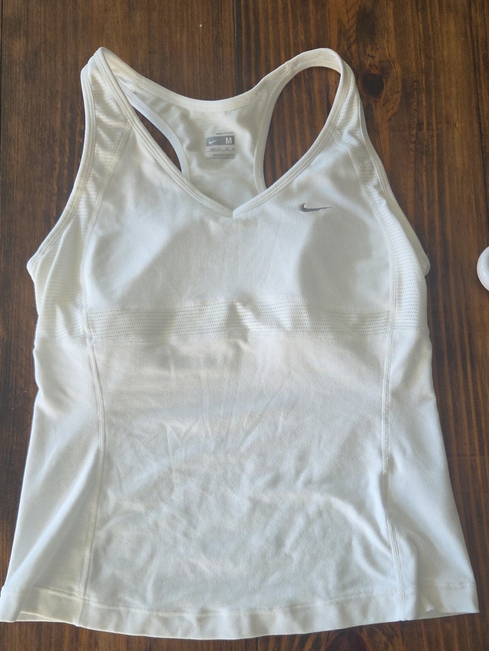 Nike White Women's Racerback Tank Top with Silver Swoosh